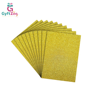 GLITTER SHEETS A4 GUMMING Golden Colour (1 packet = 10 sheets)