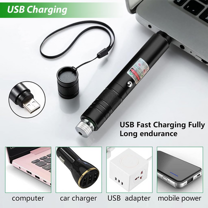 High-Power Green Laser Pointer – USB Rechargeable
