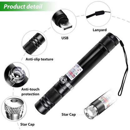 High-Power Green Laser Pointer – USB Rechargeable