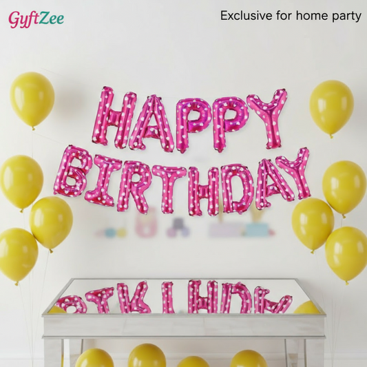 [Random Color - Girl Theme] Happy Birthday Foil Banner [Pack of 13 Letters]