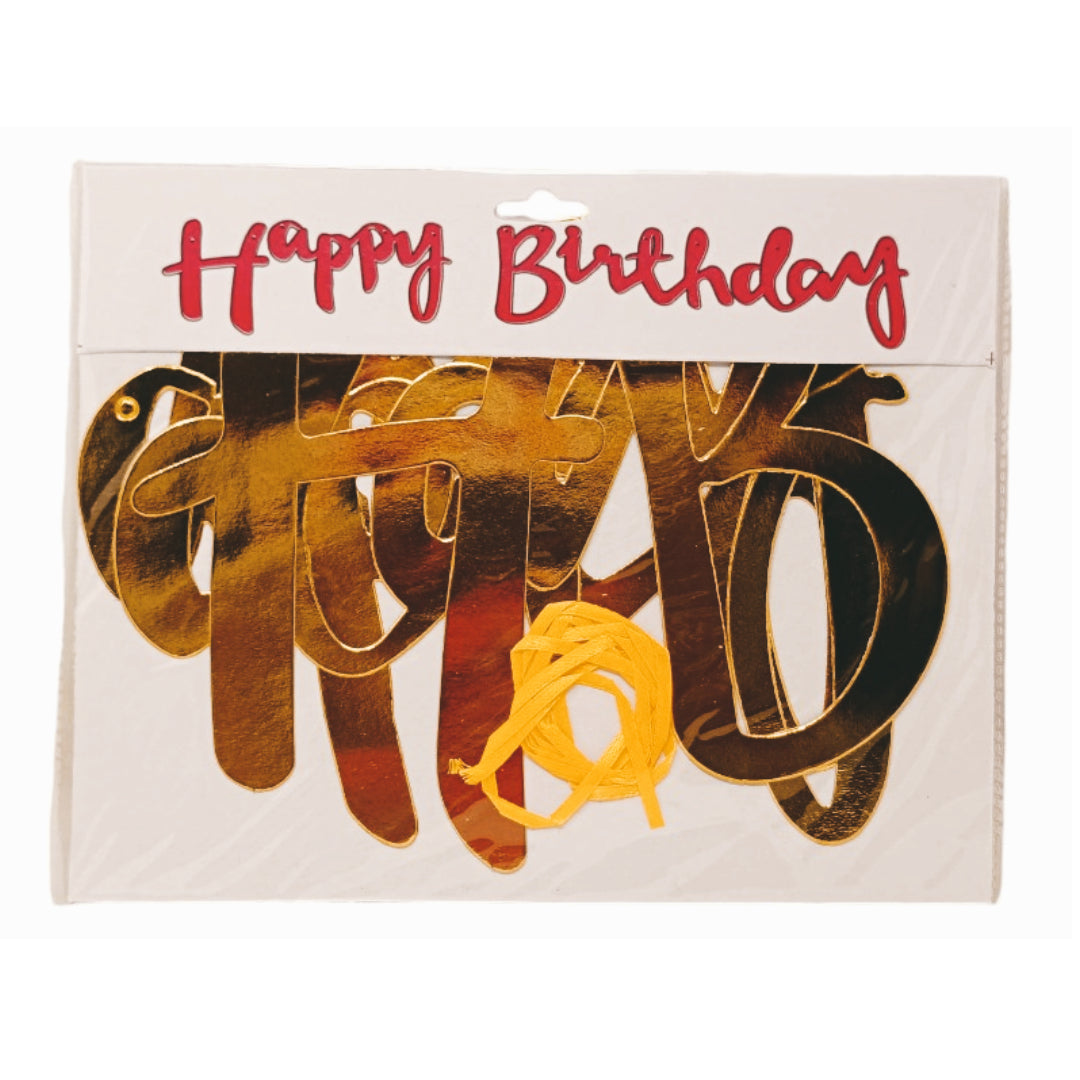 Happy Birthday Banner with String Ribbon