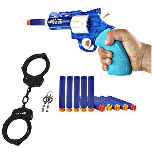 Police Gun Play Set with Handcuffs | Suction Dart Toy Revolver | Kids Role Play