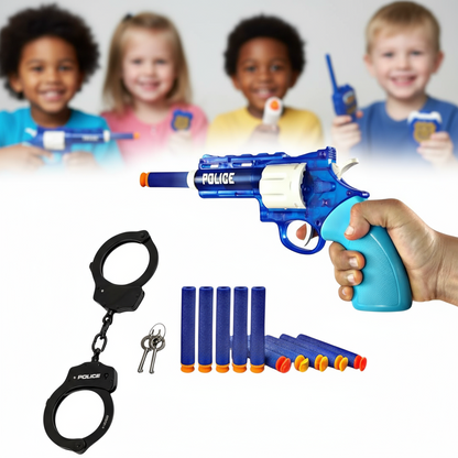 [Pack of 2, Random color] Police Gun Set with Handcuffs [Kids 4+]