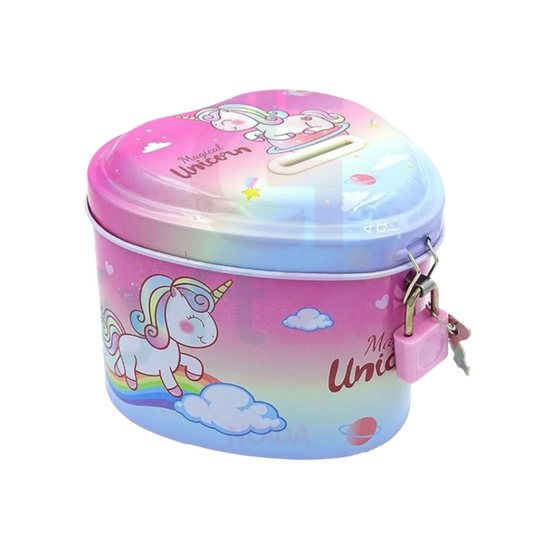 (Random color) Heart-Shaped Piggy Bank with Lock & Key | Return Gift