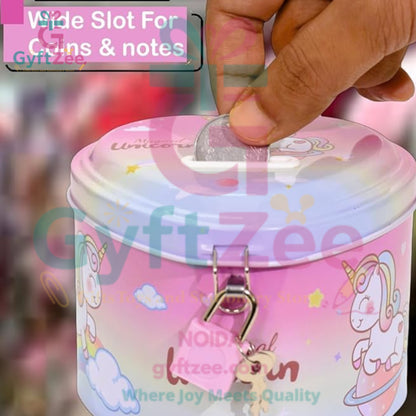 (Random color) Heart-Shaped Piggy Bank with Lock & Key | Return Gift