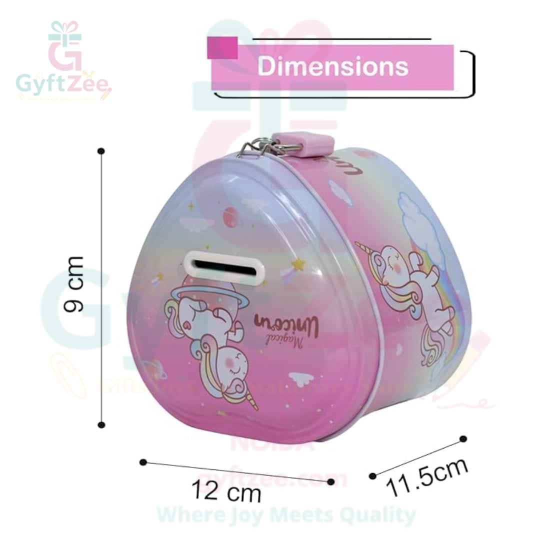 (Random color) Heart-Shaped Piggy Bank with Lock & Key | Return Gift