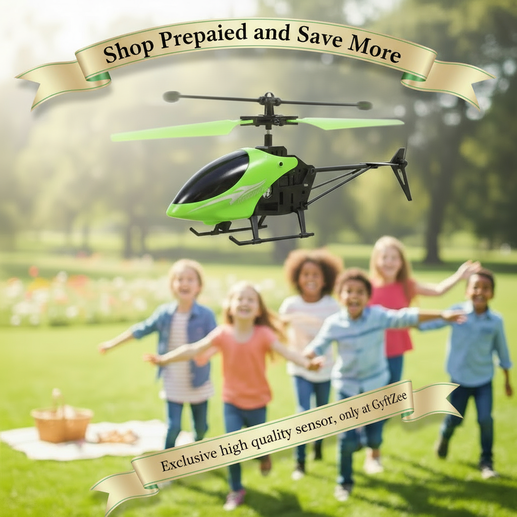 [Pack of 2 - Twins, Random Colors] Flying Hand Sensor Doll and Helicopter