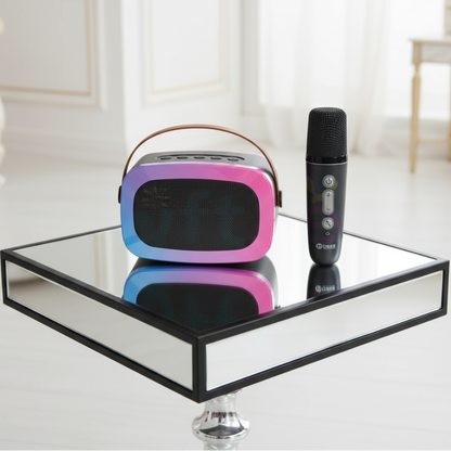 {Random Color] Portable Wireless Bluetooth Karaoke System | 2 Mics & LED Lights
