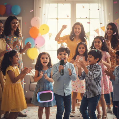 {Random Color] Portable Wireless Bluetooth Karaoke System | 2 Mics & LED Lights