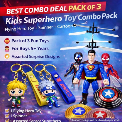 [3 in 1 Combo] [Assorted] 1 Flying Avenger + 1 Spinner + 1 Keychain