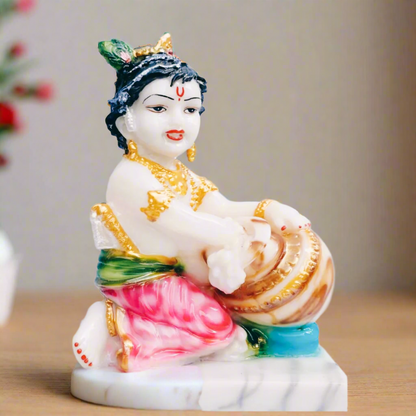 Krishna Ji Bal Avatar Makhan - 12.5 cm Height, Granite Base