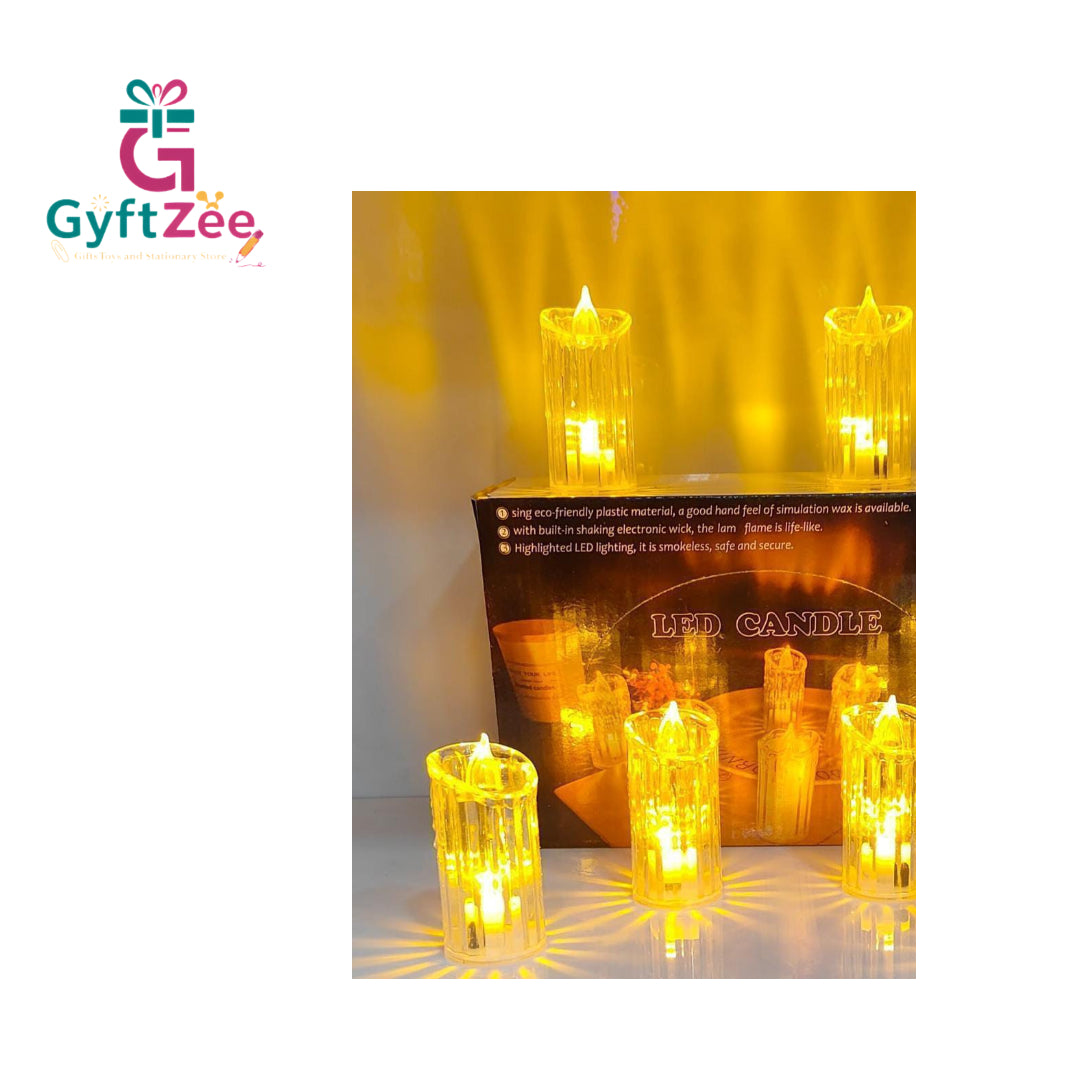 (1 pc) Smokeless LED Candle – Medium Shape Transparent Look