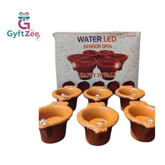 Water LED Sensor Diya (6 Pc Box) - Festive Lighting for Diwali