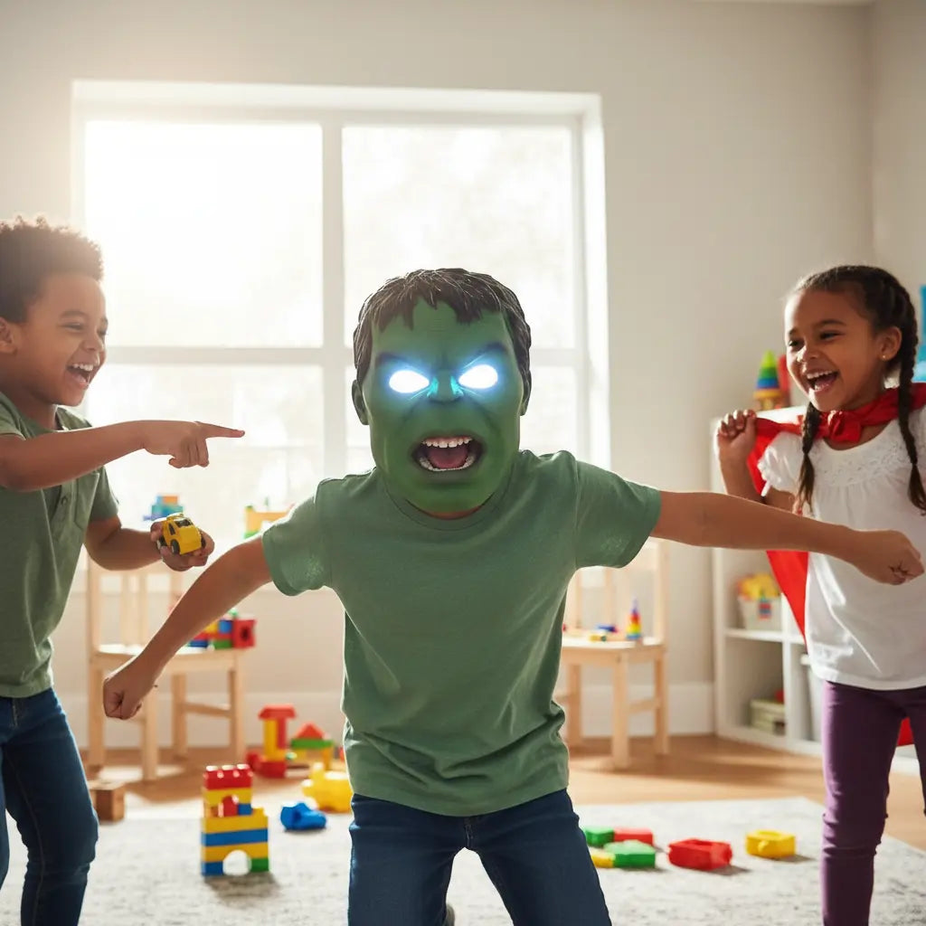 3 LED Superhero Masks – Spiderman, Iron Man & Hulk