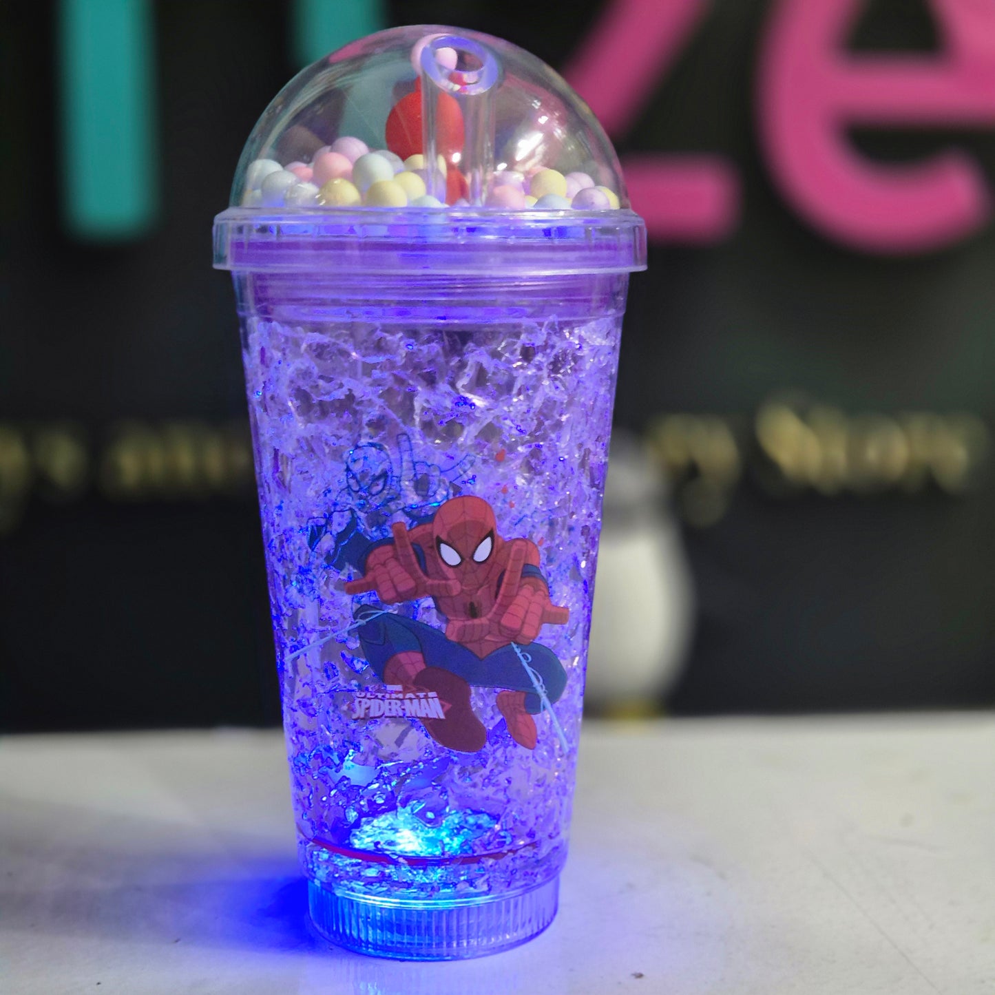 Transparent Glass Sipper for Girls – 500ml, Leak-Proof, LED Glow Effect
