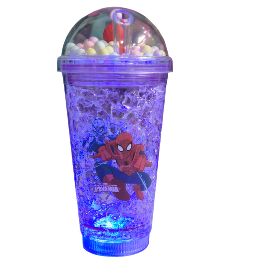 Transparent Glass Sipper for Girls – 500ml, Leak-Proof, LED Glow Effect