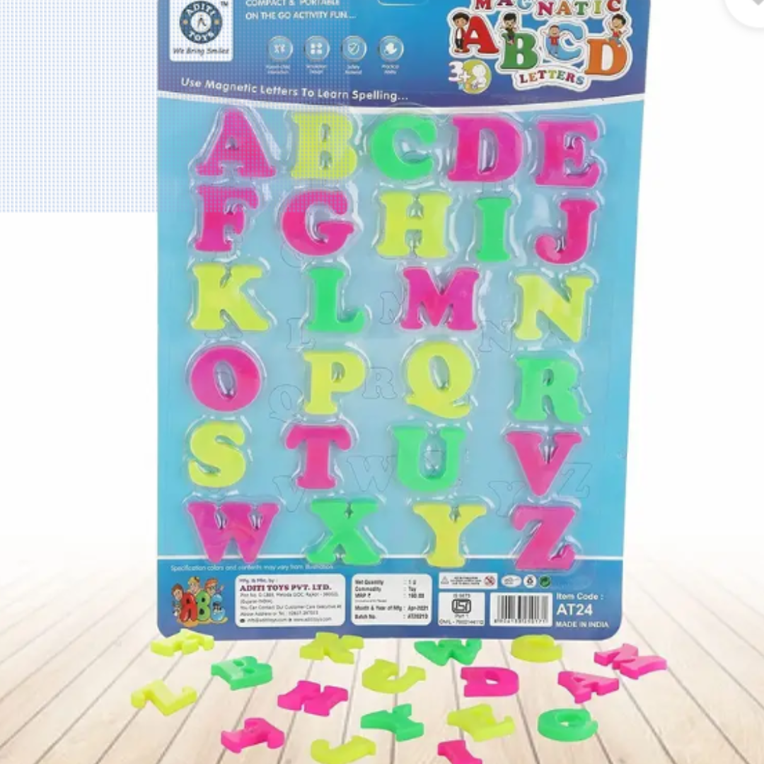 [Random color] Moon Ball combo with Magnetic Alphabet Symbols Board – Educational Plastic Magnet Set for Kids | A-Z Letters