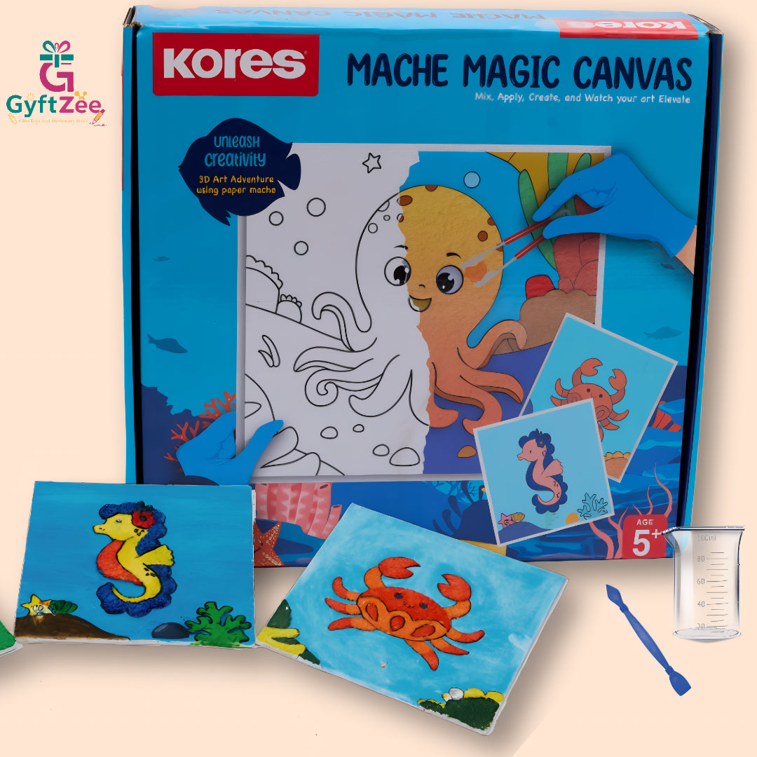 Mache Magic Canvas Art Kit | DIY Craft Set for Kids 5+ | Creative Paper Mache Crafting Kit