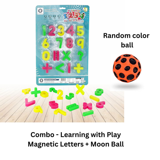 [Random color] Moon Ball combo with Magnetic Numbers Board with Math Symbols – Educational Kids