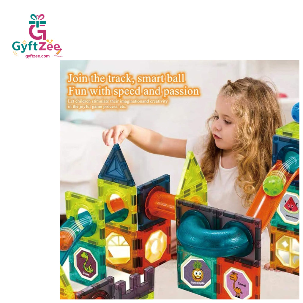 (56 Piece) Light Magnetic Tiles – 3D Educational Building Blocks for Kids