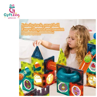 (56 Piece) Light Magnetic Tiles – 3D Educational Building Blocks for Kids
