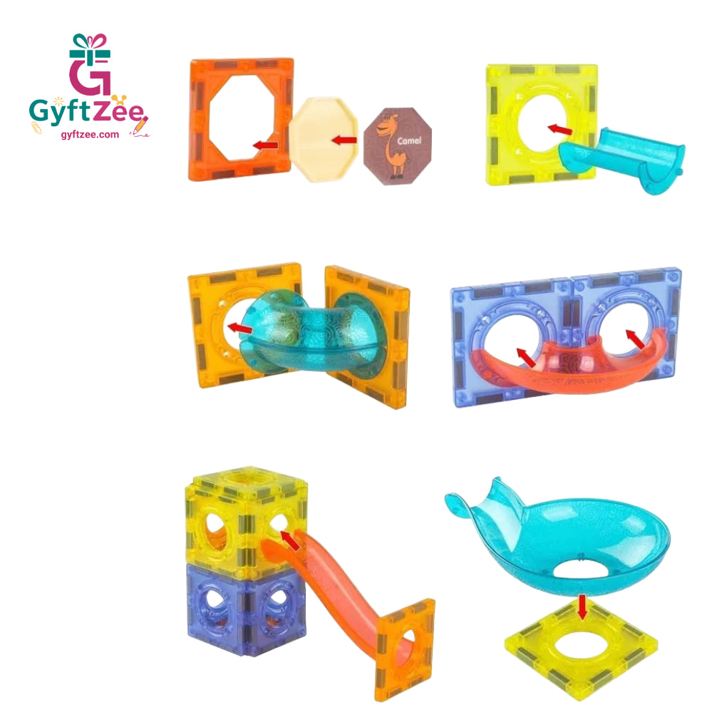 (56 Piece) Light Magnetic Tiles – 3D Educational Building Blocks for Kids