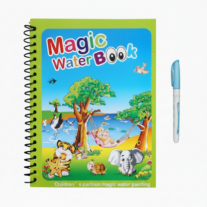 Pack of 3 magic water books with a pen, featuring cartoon animals on the cover.