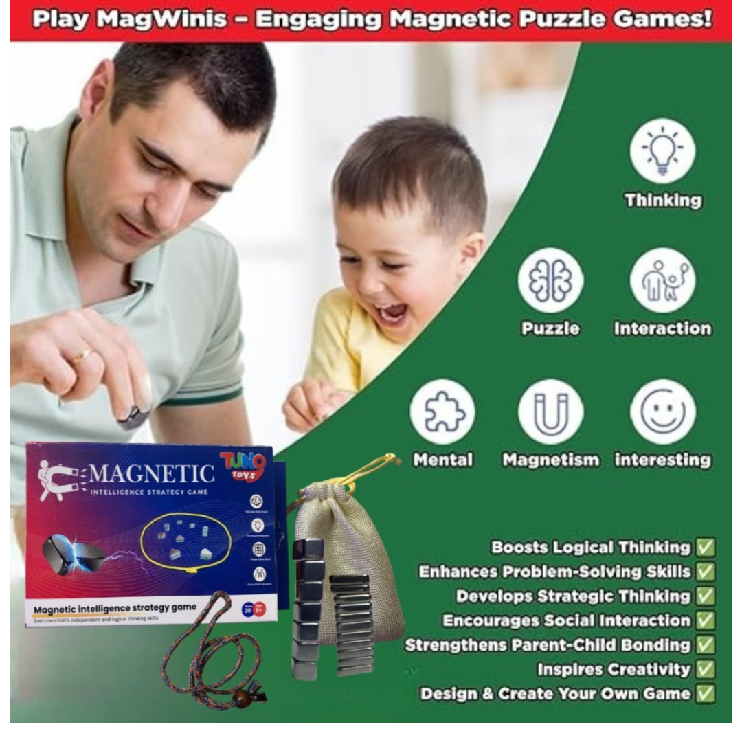 STEM Magnetic Cluster Strategy Game with Thread Ring | 20 Magnetic Pieces in Fun