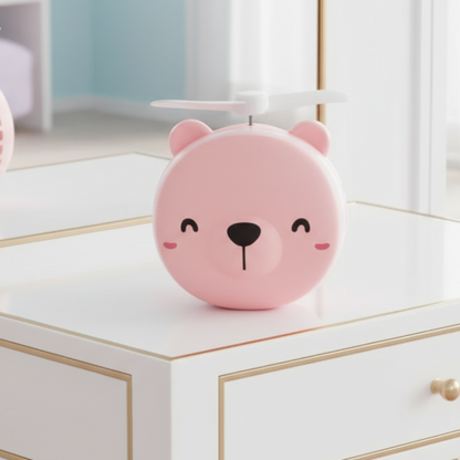 [Random Color] Rechargeable cute mini Fan with Mirror & Light | Foldable Makeup Gadget | Girls