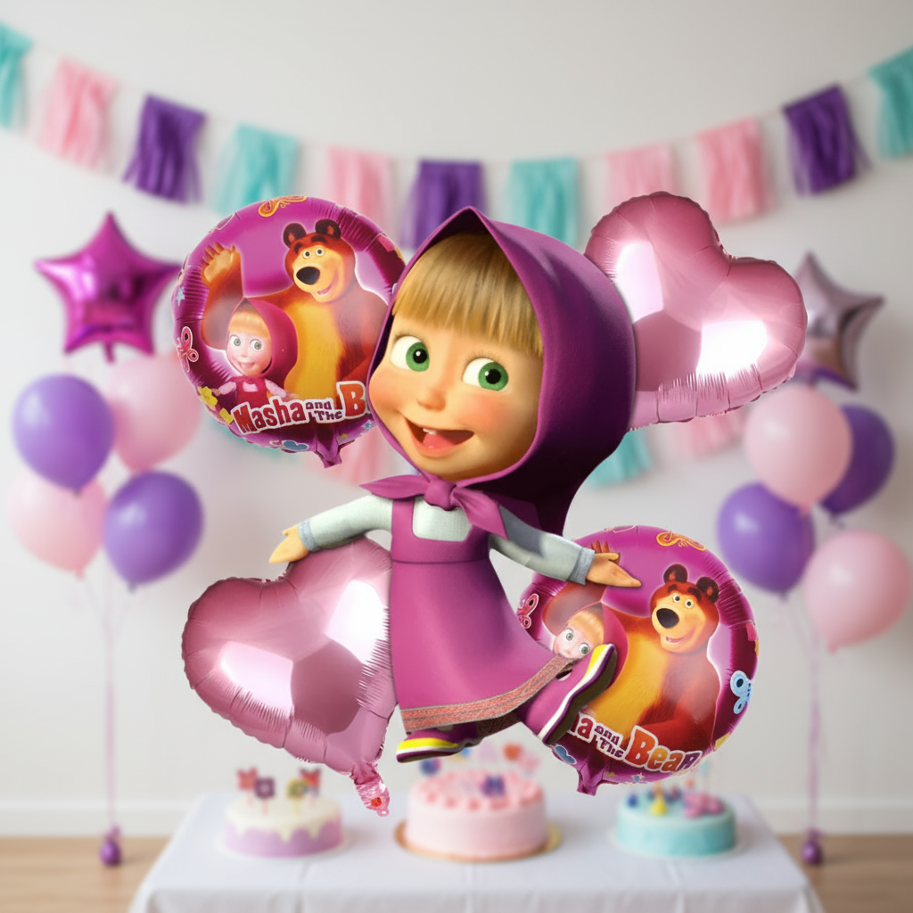 Masha Theme Balloons Set of 5 - Party decoration