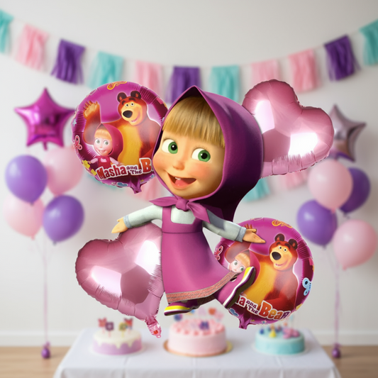 Masha Theme Balloons Set of 5 - Party decoration
