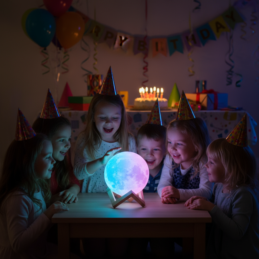 3D Night Moon Lamp - 7 Multi-Color Changing with Touch Sensor