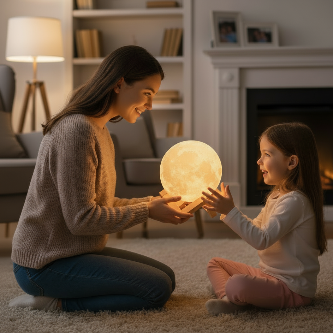 3D Night Moon Lamp - 7 Multi-Color Changing with Touch Sensor