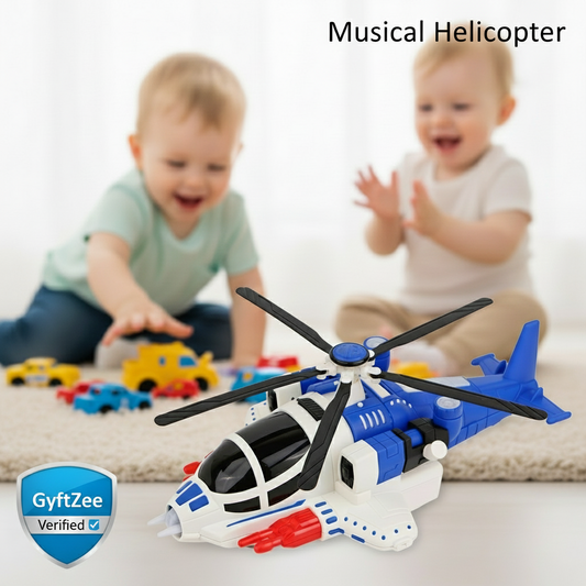 Musical Fighter Helicopter Toy Bump and Go