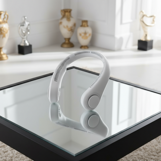 [Ramdom Design look and mostly Black in color] Portable Bladeless Neck Fan | 3-Speed Adjustable Cooling | Travel, Desk & Bedroom