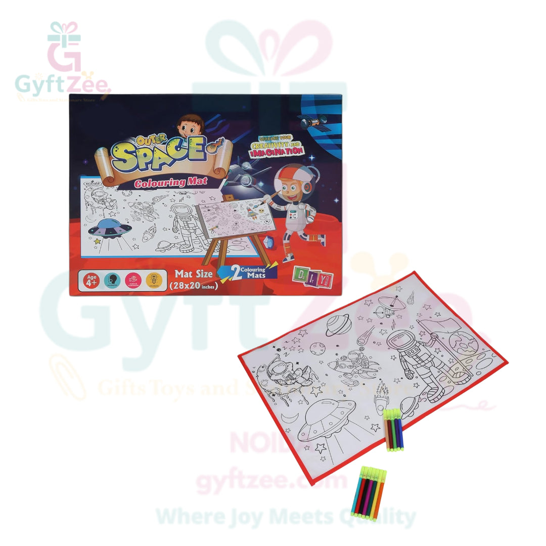 (Random Design) Printed Coloring Mat – 28x30 Inches (Washable & Reusable Kit)