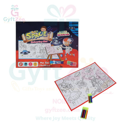(Random Design) Printed Coloring Mat – 28x30 Inches (Washable & Reusable Kit)