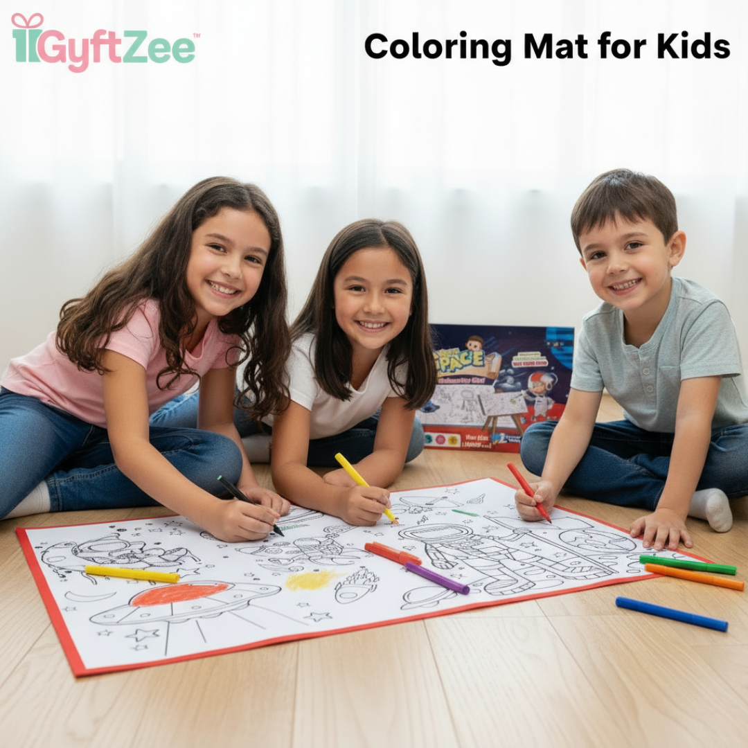 (Random Design) Printed Coloring Mat – 28x30 Inches (Washable & Reusable Kit)