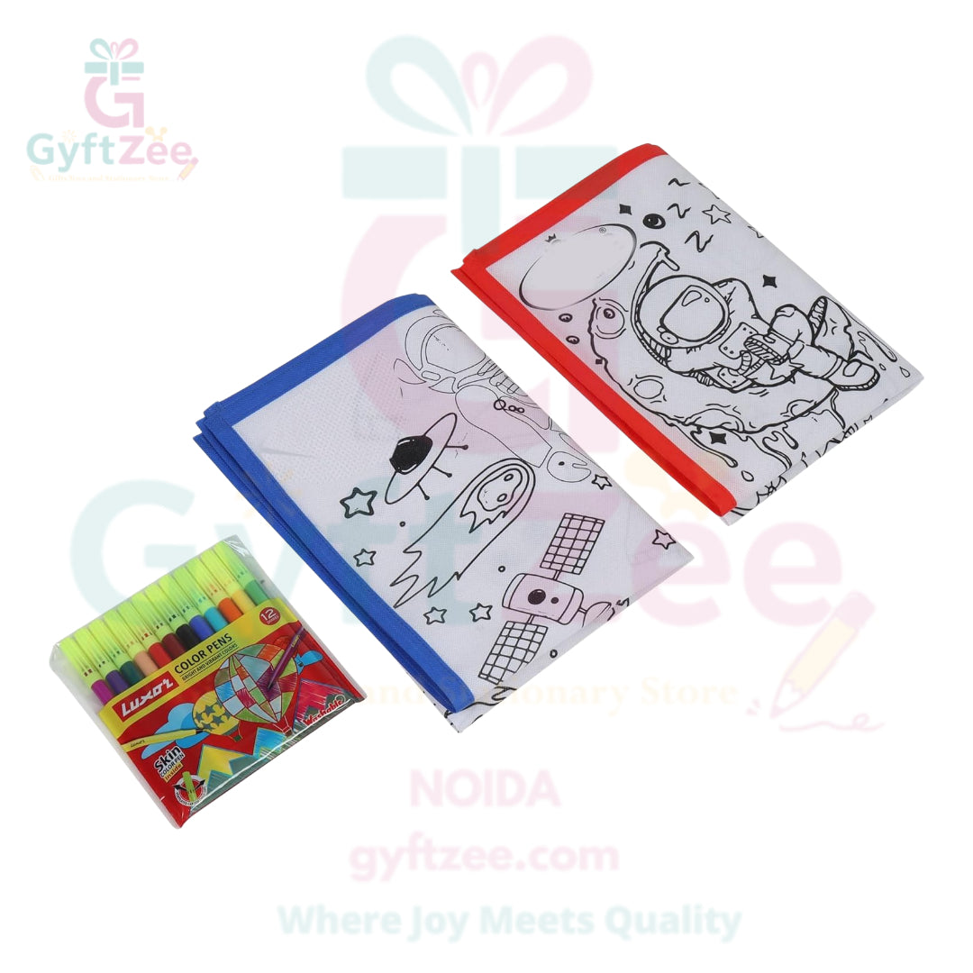 (Random Design) Printed Coloring Mat – 28x30 Inches (Washable & Reusable Kit)