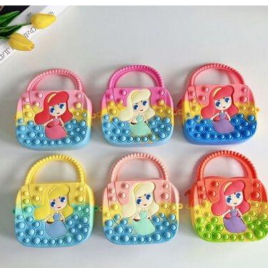 Rainbow Butterfly Pop It Bag for Girls - Stylish Fun Silicone Fidget Pouch