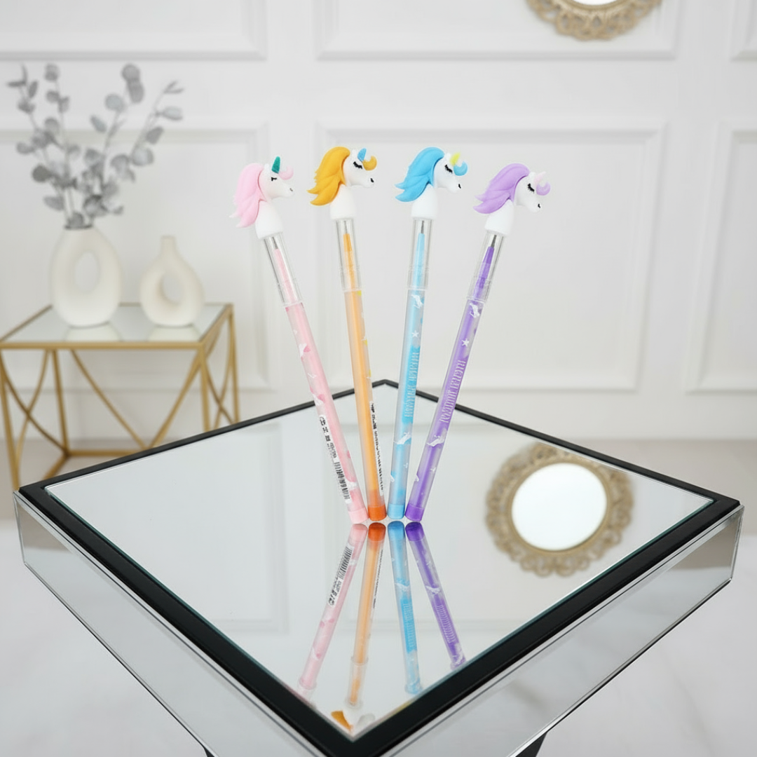 [Random color] | Set of 4 | Unicorn Themed Pencil for Kids - Magical Writing Fun with Design