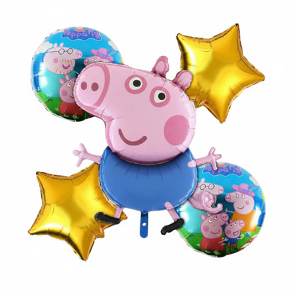 Peppa Pig Theme Balloons Set of 5 - Party decoration