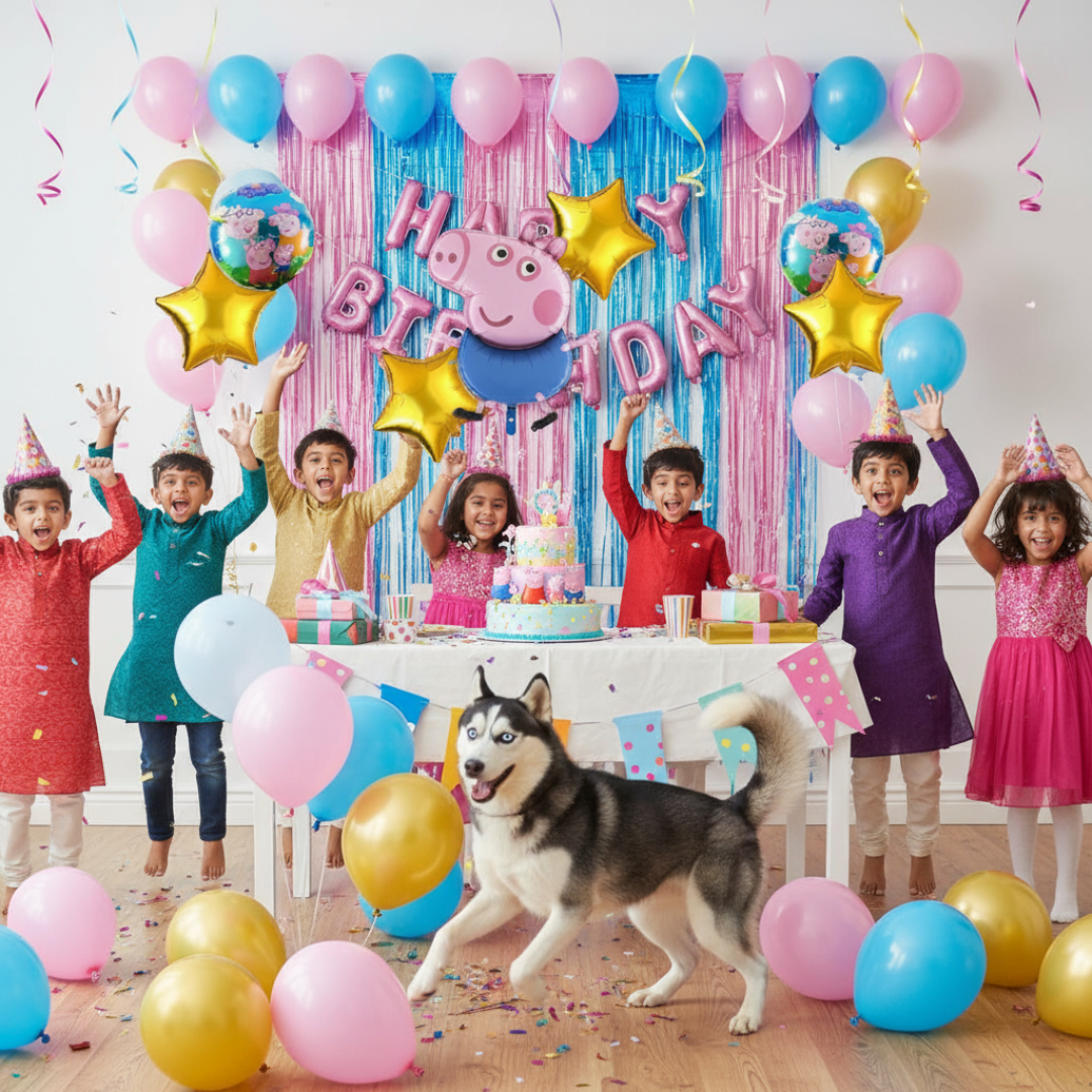 Peppa Pig Theme Balloons Set of 5 - Party decoration