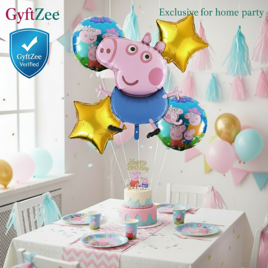 Peppa Pig Theme Balloons Set of 5 - Party decoration
