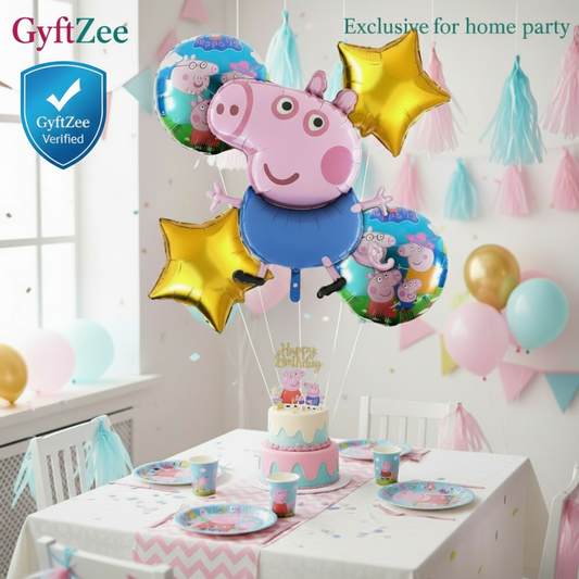 Peppa Pig Theme Balloons Set of 5 - Party decoration