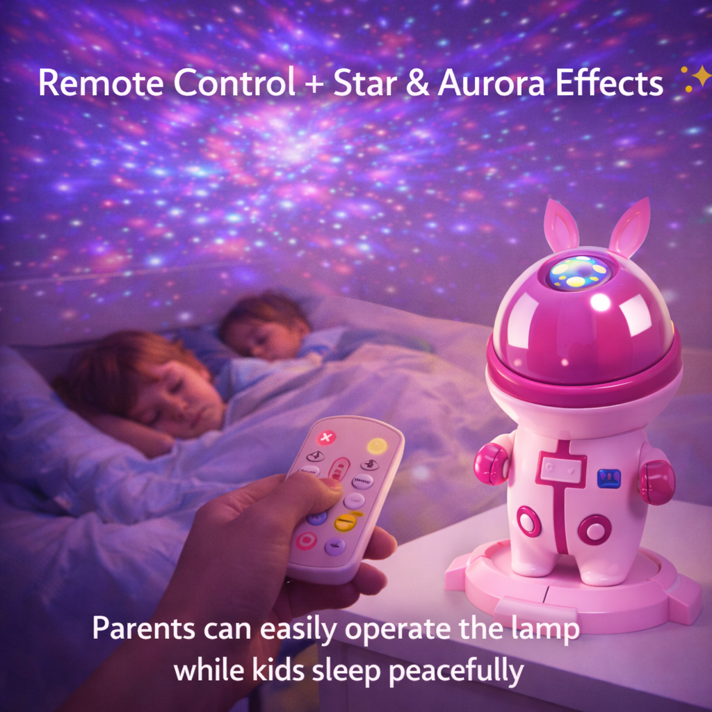 Astronaut Galaxy Projector Night Lamp with Remote – Pink