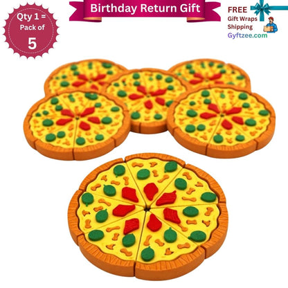 [Return Gift, Pack of 5] Eraser Pizza Shaped