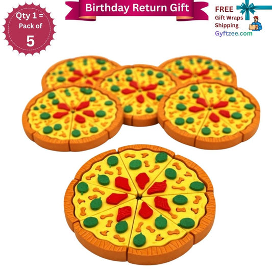[Return Gift, Pack of 5] Eraser Pizza Shaped