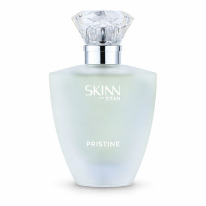 Skinn by Titan Pristine perfume bottle with diamond-shaped cap on a white background