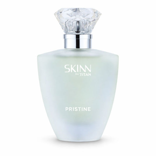 Skinn by Titan Pristine perfume bottle with diamond-shaped cap on a white background